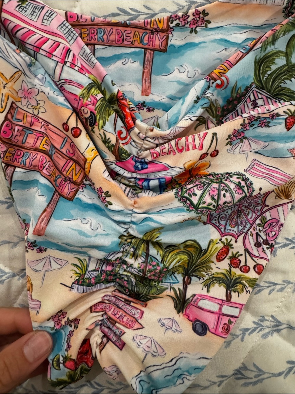 Tropical Print Bikini Set with Ring Detail - Picture 3 of 5